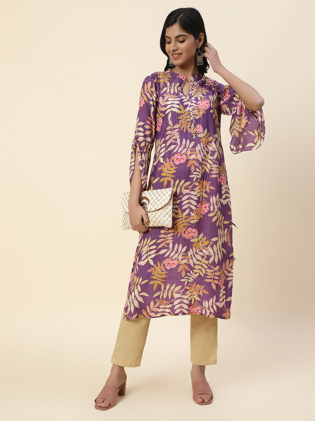 Floral Printed Muslin Kurta