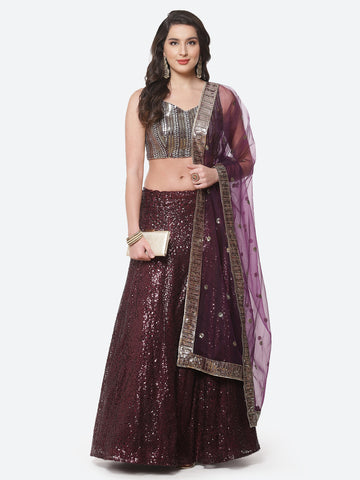 Sequence Embroidered Georgette Lehenga With Net Dupatta
