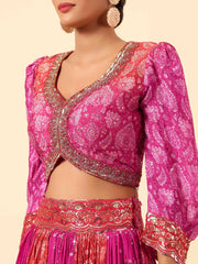 Sequin Embroidered Crepe Choli With Lehenga & Dupatta