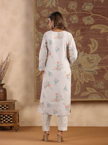 Printed Cotton Kurta With Pants & Dupatta