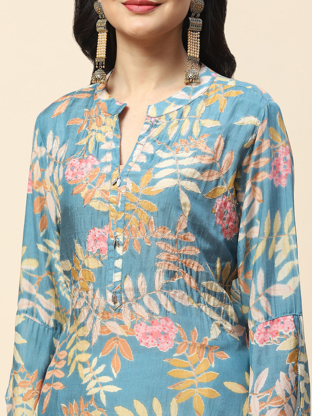 Floral Printed Muslin Kurta