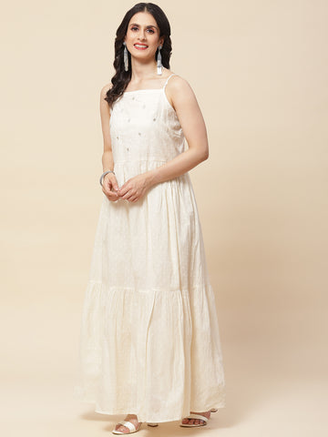 Embroidered Cotton Gown With Jacket