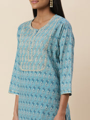 Printed Cotton Kurta With Pants