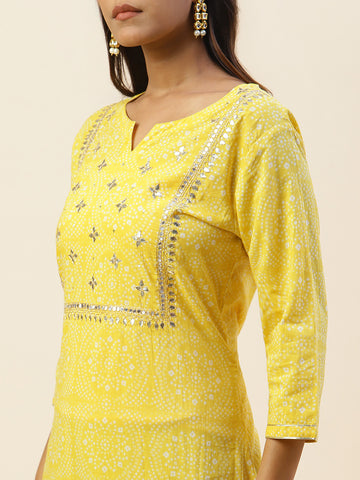 Printed Cotton Kurta With Pants