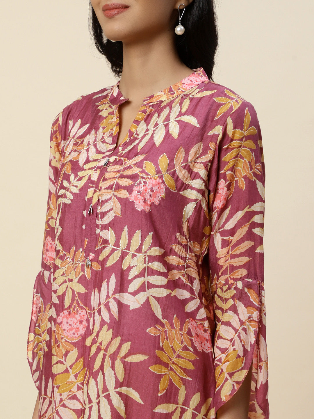 Floral Printed Muslin Kurta