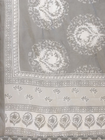 Neck Printed Cotton Unstitched Suit Piece With Dupatta