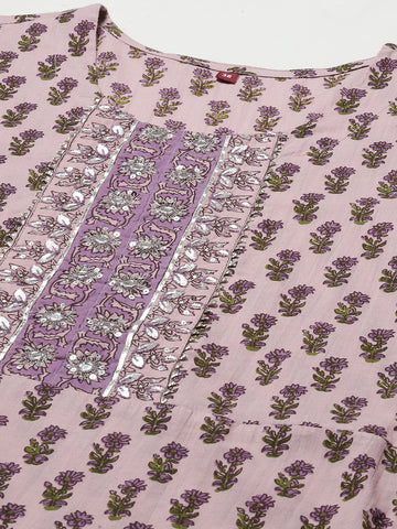 Floral Printed Cotton Kurta With Pants