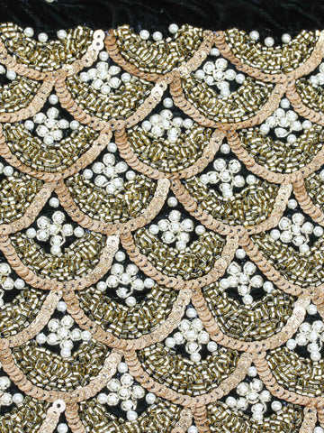 Golden Sequin & Pearl Embroidered Potli Bag