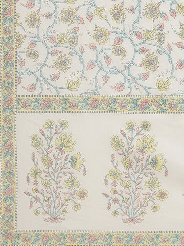 Floral Printed Cotton Kurta With Pants & Dupatta