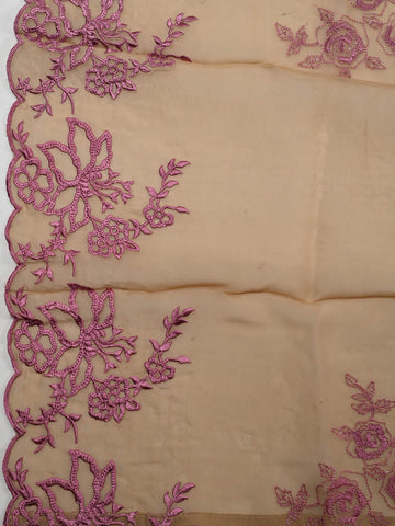 Floral Embroidered Organza Unstitched Suit Piece With Dupatta