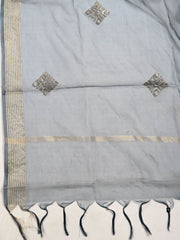 Neck Embroidered Chanderi Unstitched Suit Piece With Dupatta