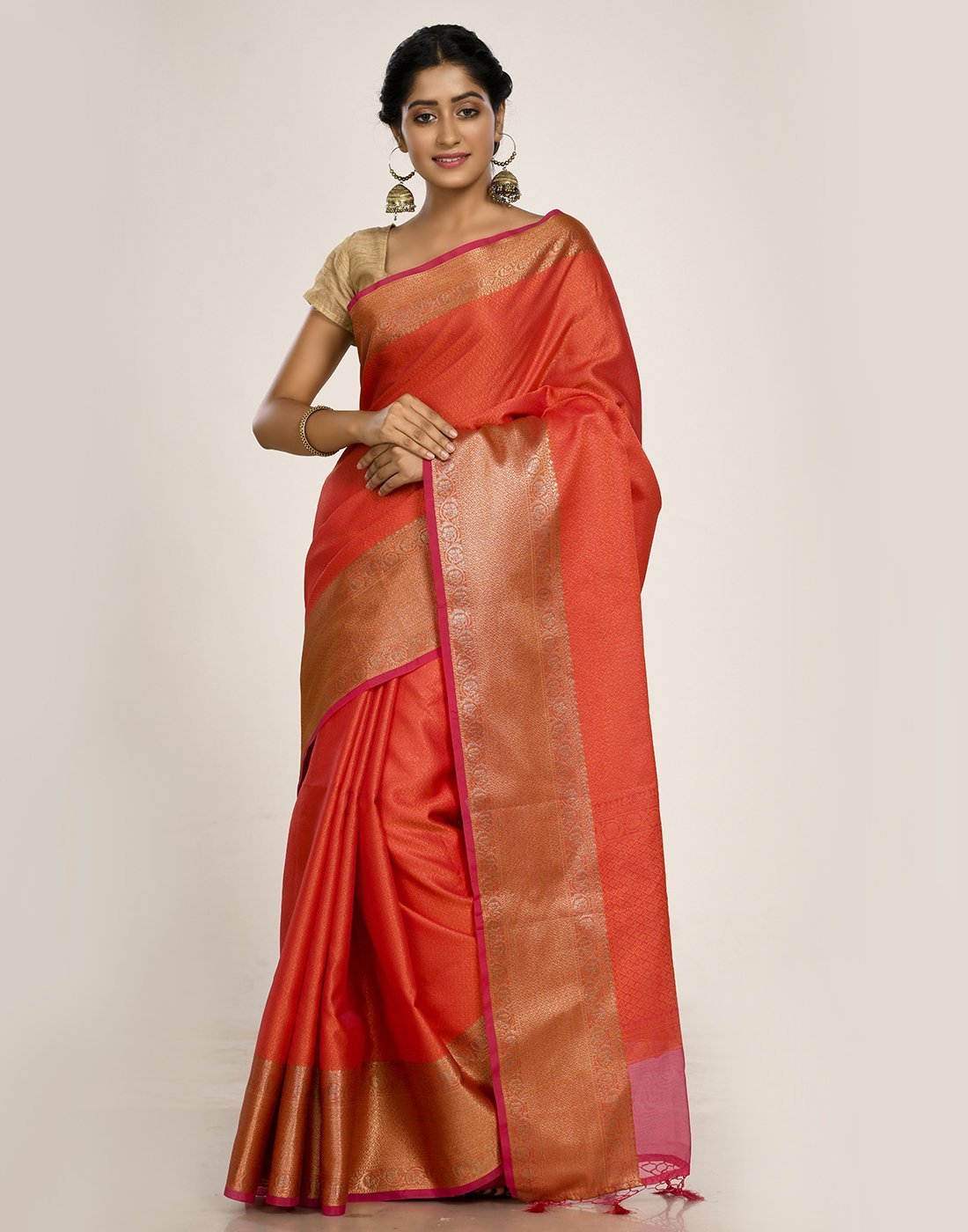 Red Cotton Woven Saree