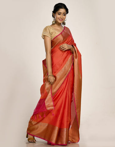 Red Cotton Woven Saree