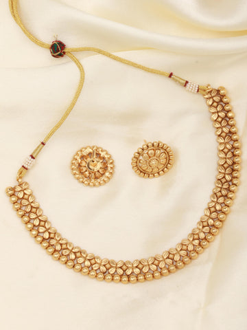 Golden Necklace Set With Earrings