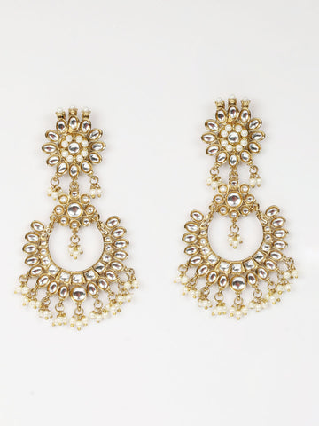 Gold & White Drop Earrings