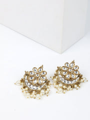 Gold & White Drop & Dangler Earrings