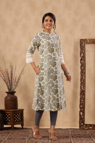 Floral Printed Cotton Kurta