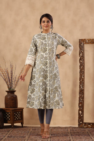 Floral Printed Cotton Kurta