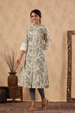 Floral Printed Cotton Kurta