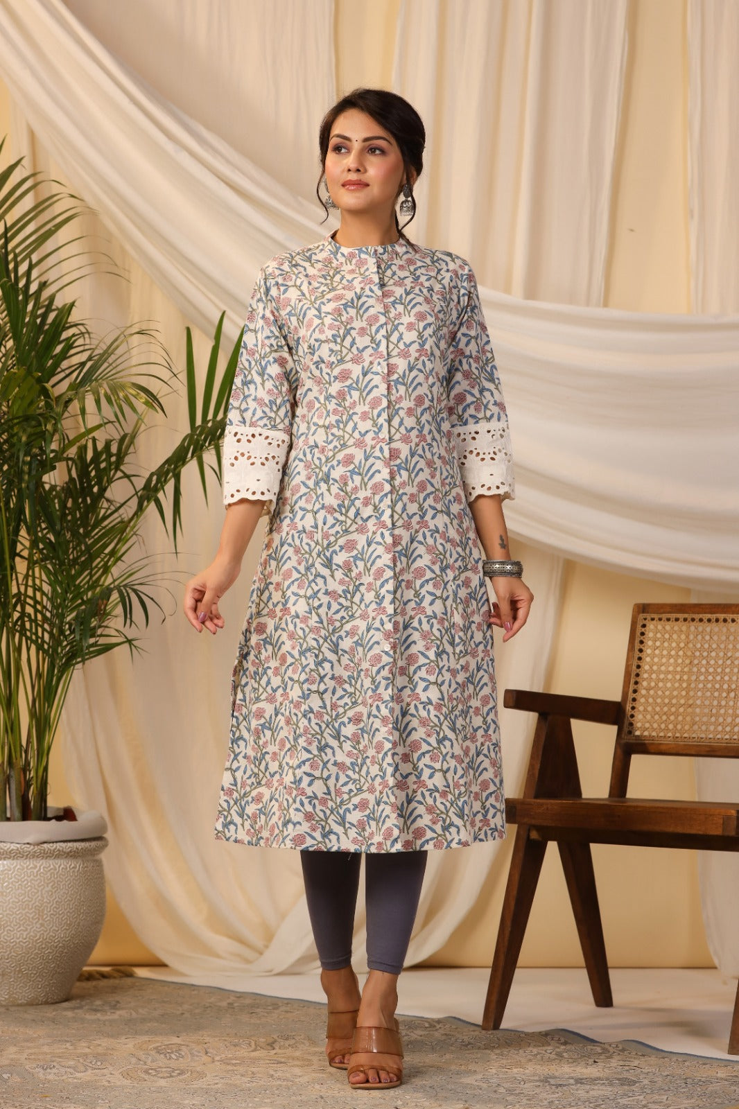 Floral Printed Cotton Kurta