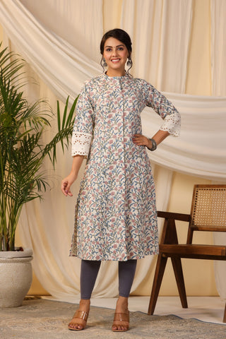 Floral Printed Cotton Kurta