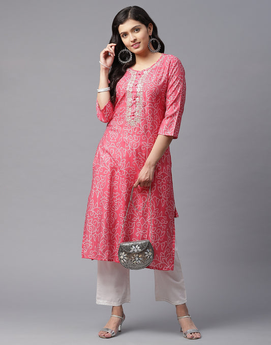 Bandhini Print Kurta Pant Set with Gota Patti Work